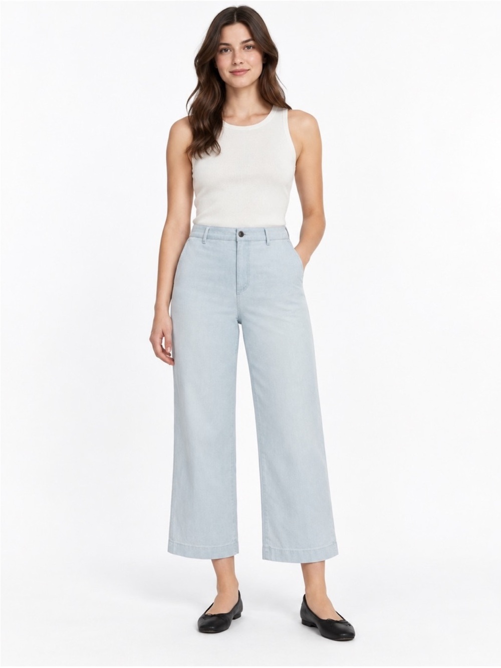 NWT Ella Moss Light Blue Denim Cotton Wide-Leg Cropped Pants
Pockets, Size 16
